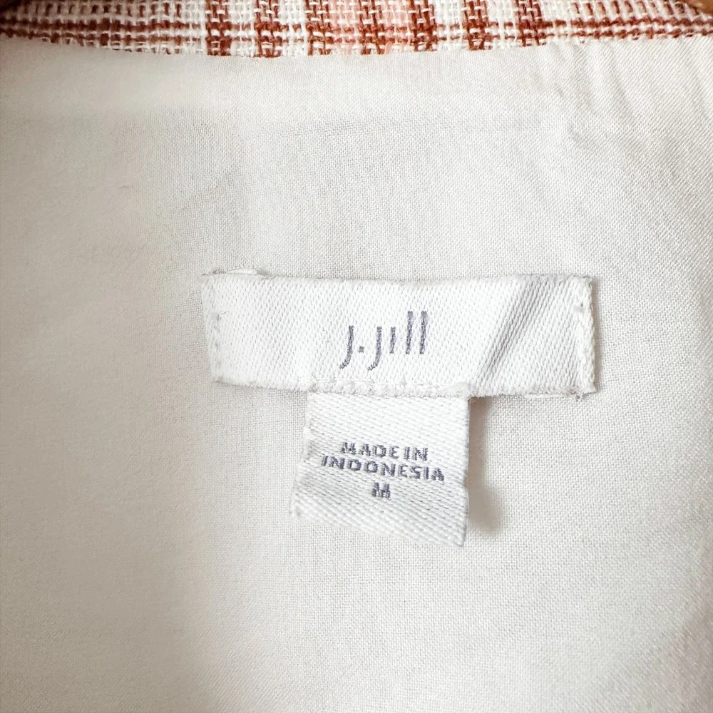 J. Jill Harper Henna Plaid Plaid Linen Cotton Oversize Blazer Jacket Size Medium - Picture 5 of 12